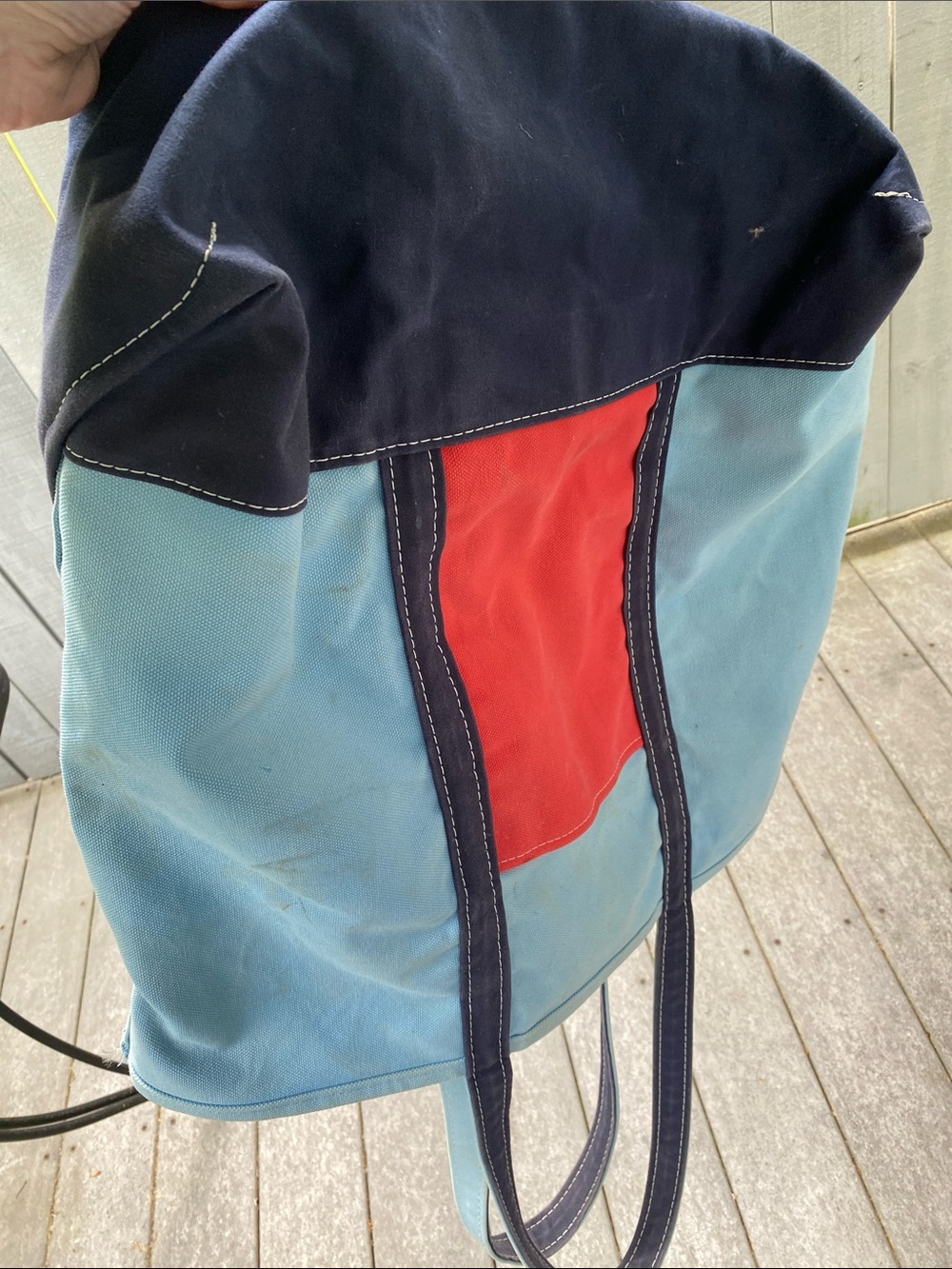 L.L.Bean BOAT AND TOTE Extra Large 0AVH3 Dark Blue Light Blue Red Pocket - Picture 14 of 17